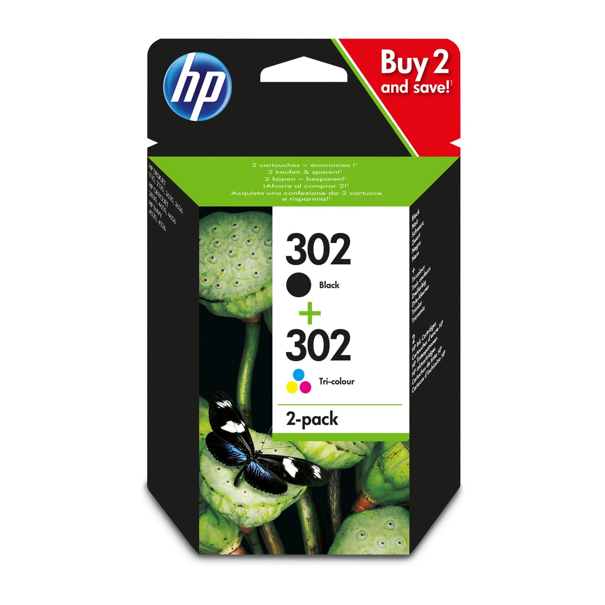 Pack Tinteiros HP Originais X4D37AE 302 Preto/Tricolor, Instant Ink 1