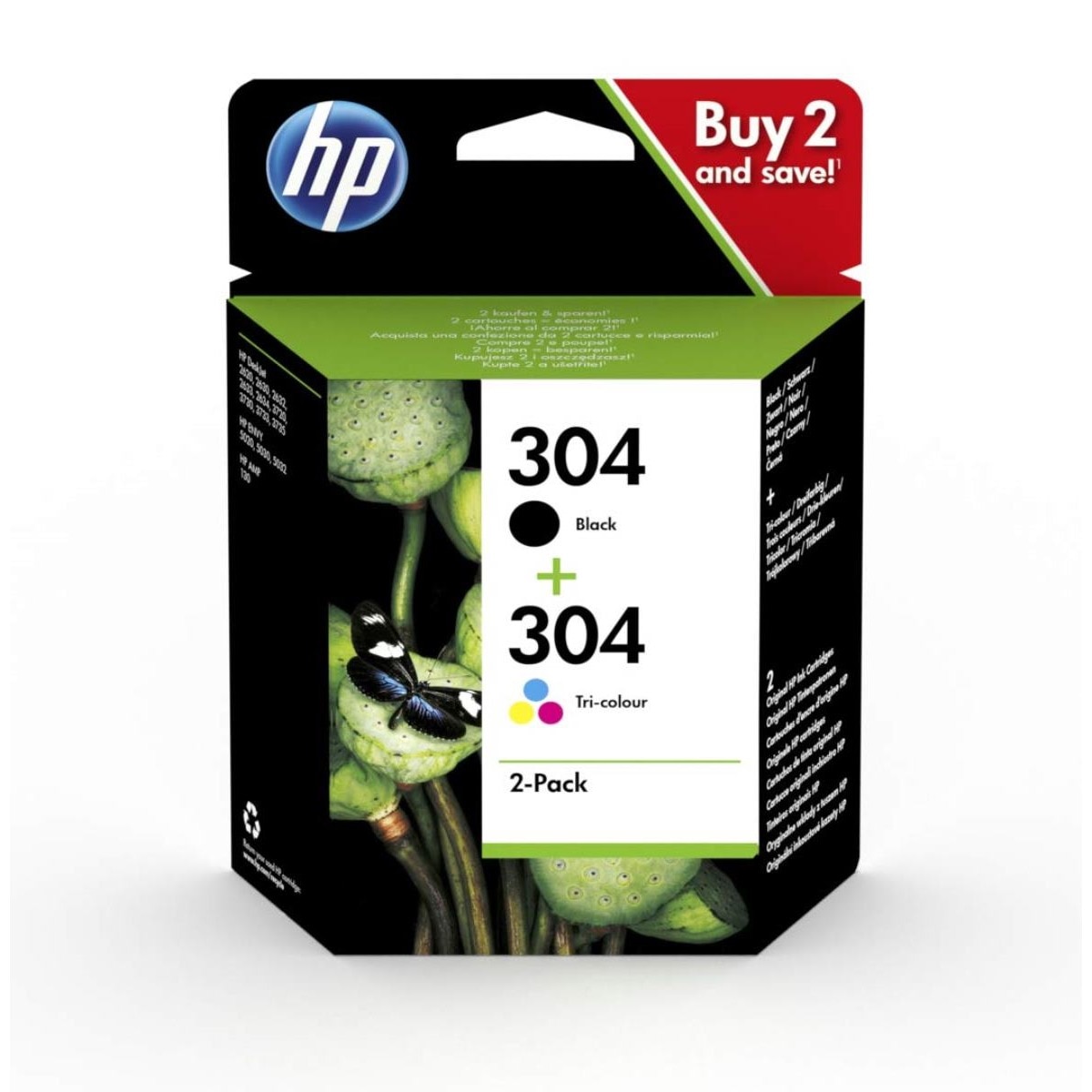 Pack Tinteiros HP Originais 3JB05AE 304 Preto/Tricolor, Instant Ink 1