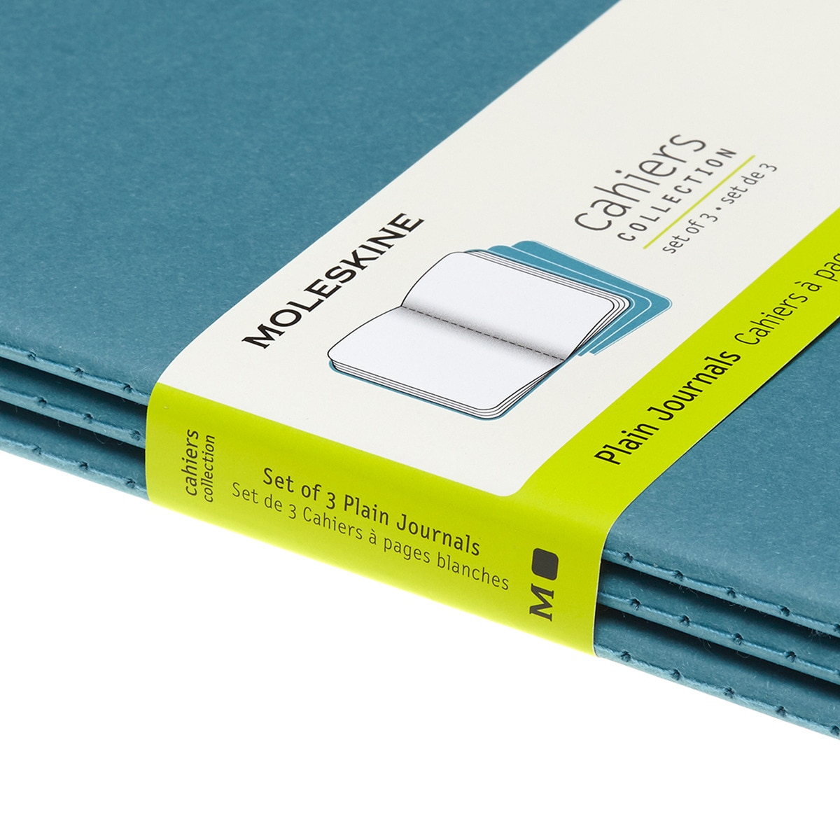 Conjunto de 3 Blocos de Folhas Lisas Moleskine Rosa Azul-3