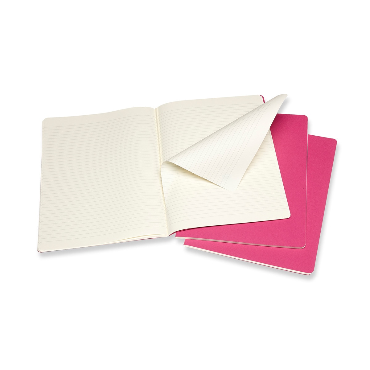 Conjunto de 3 Blocos de Folhas de Linhas Moleskine Rosa Rosa-2