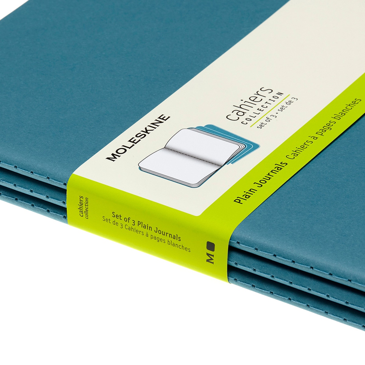 Conjunto de 3 Blocos de Folhas Lisas Moleskine Rosa Azul-3