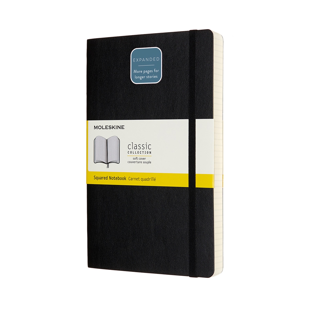 Caderno Large Expanded Capa Mole Folhas Quadriculadas Classic Moleskine Preto Preto-1