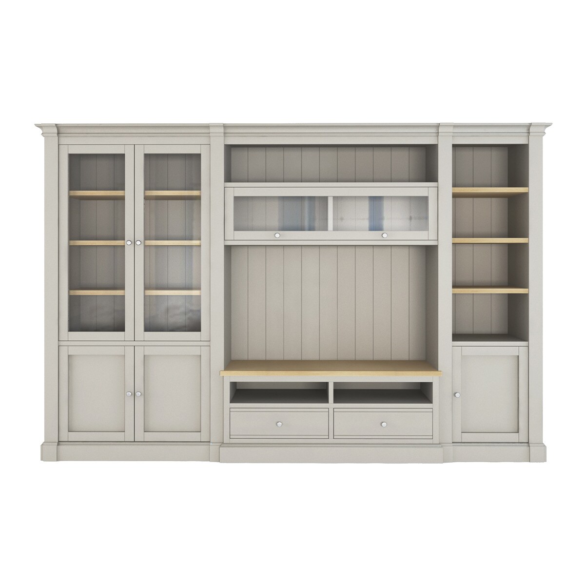 Mueble de salón con vitrina izquierda y módulo superior de cristal 336