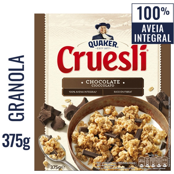 Cereais Cruesli de Aveia com Chocolate embalagem 375 g