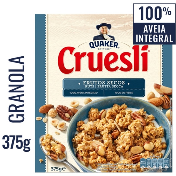 Cereais Cruesli de Aveia com 4 Frutos Secos embalagem 375 g