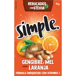 Simple Rebuçados com Stevia de Gengibre e Mel com Sabor a Laranja embalagem 50 g