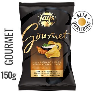 Lay's Gourmet Batatas Fritas com Sabor a Creme de Queijo e Cebola Caramelizada embalagem 150 g