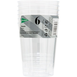 vaso transparente reutilizable 320 cc paquete 6 unidades - El Corte Ingles