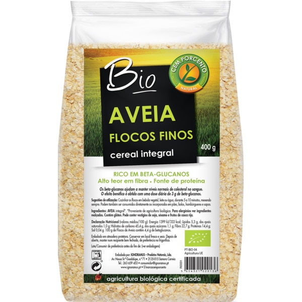 Flocos de Aveia Integrais Biológicos embalagem 400 g