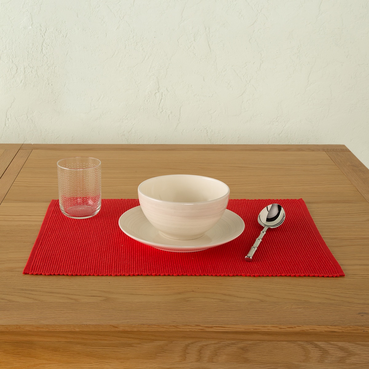 Conjunto de 2 individuais em algodão sustentável Basic Vermelho-2