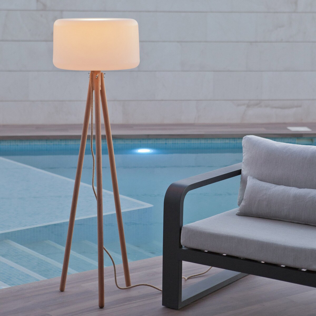 Candeeiro de pé para exterior com LED integrado Chloe Branco-4