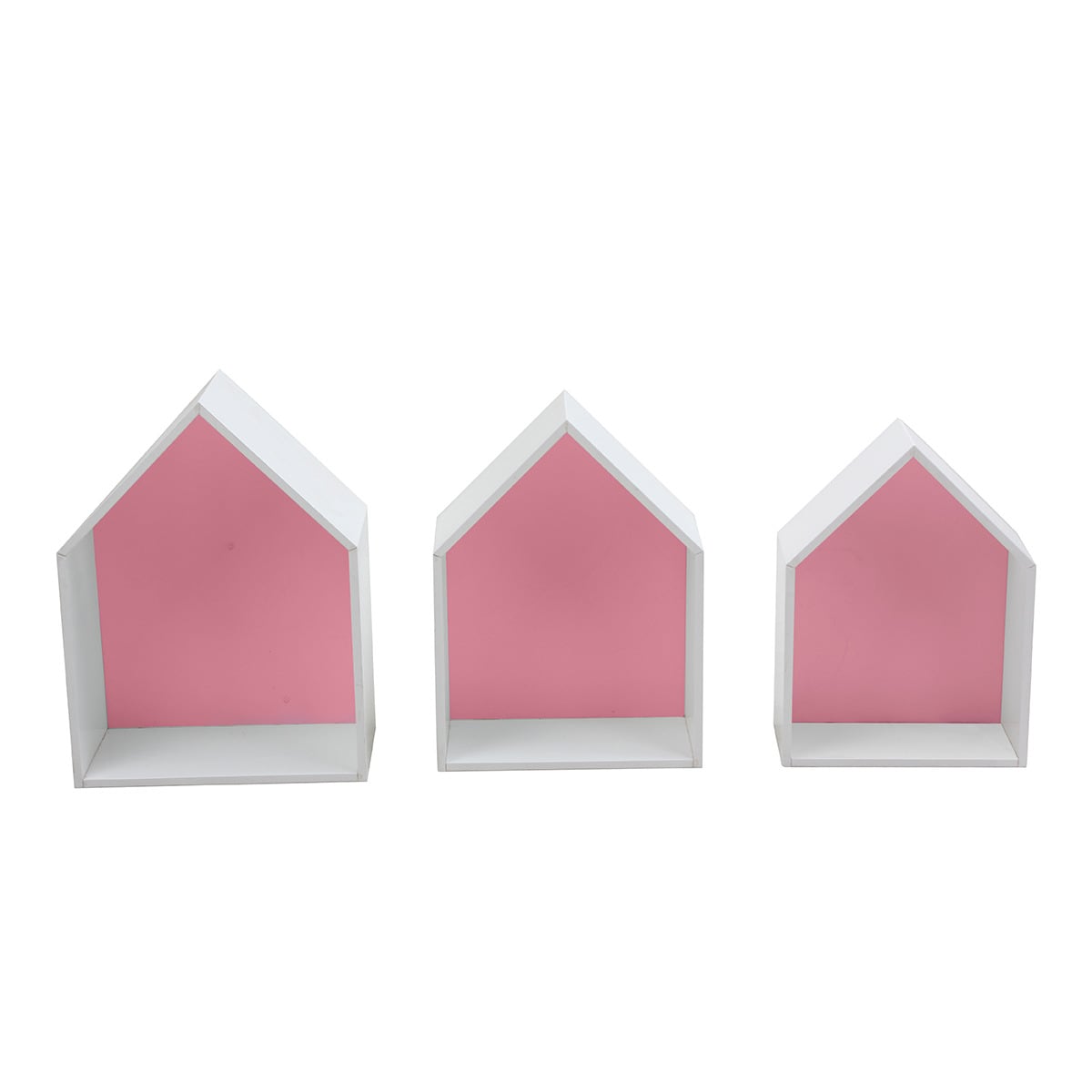 Conjunto de 3 prateleiras em forma de casa New Nest Mini Home - El Corte Inglés Branco / Rosa-1