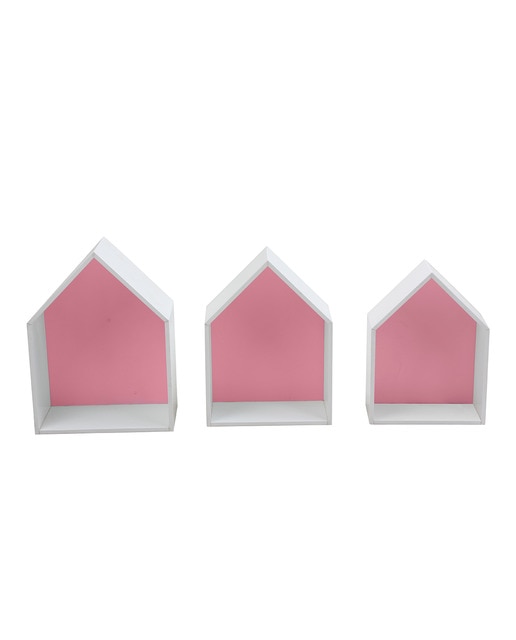 Imagen 0 de Set de 3 estantes forma de casa New Nest Mini Home - El Corte Inglés Blanco/Rosa