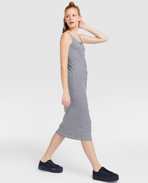 Vestido midi de rayas