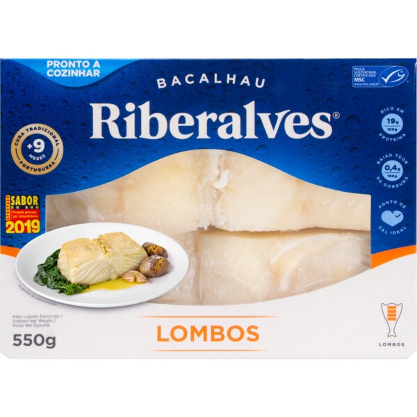 Riberalves Lombos de Bacalhau Demolhado embalagem 550 g