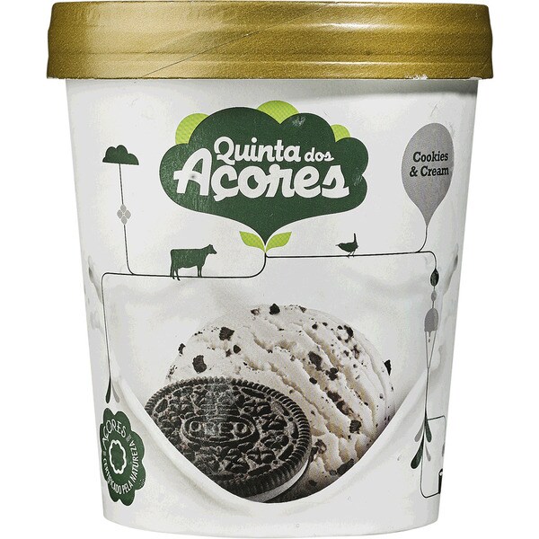 Quinta dos Açores Gelado Cookies & Cream embalagem 500 ml