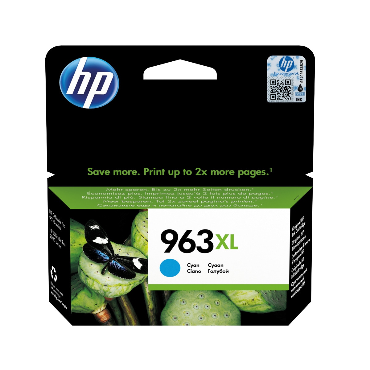 Cartucho de tinta original HP Nº 963 XL cian (3JA27AE) Cian-1