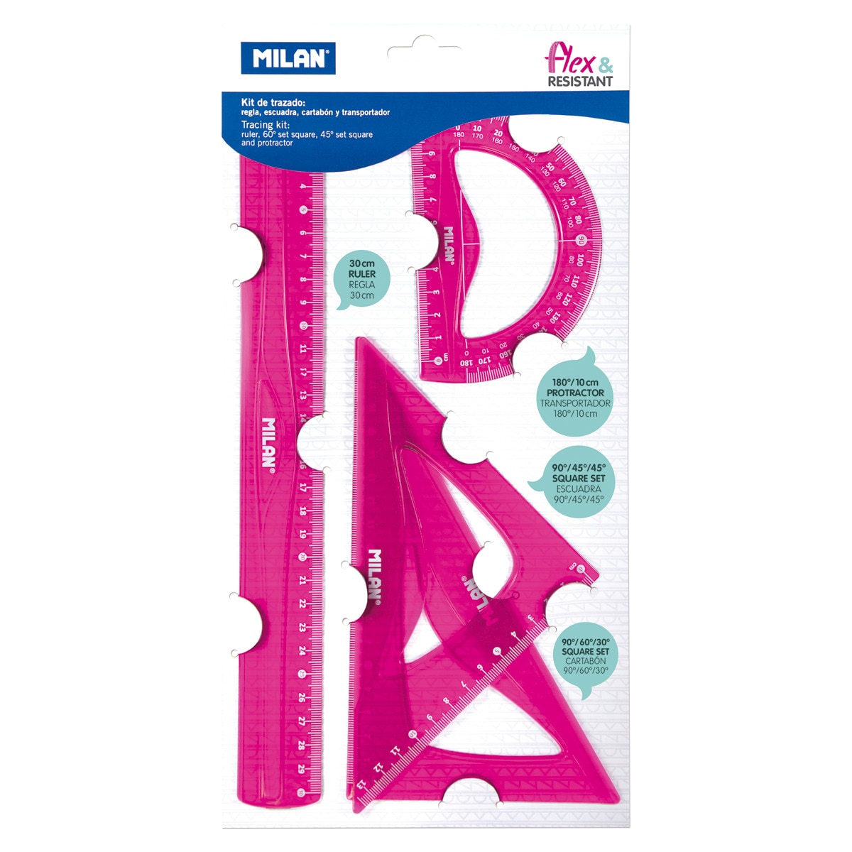 Imagen 0 de Kit de trazado flexible Flex&Resistant MILAN rosa translúcido