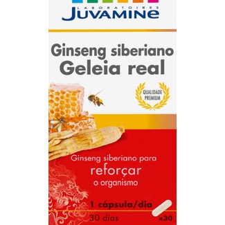 Ginseng Siberiano Geleia Real embalagem 30 cápsulas - Juvamine