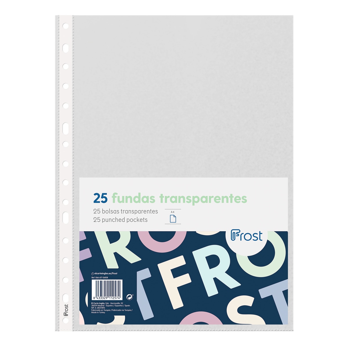 Pack 25 Fundas Multitaladro A4 Frost Cristal Cristal-1