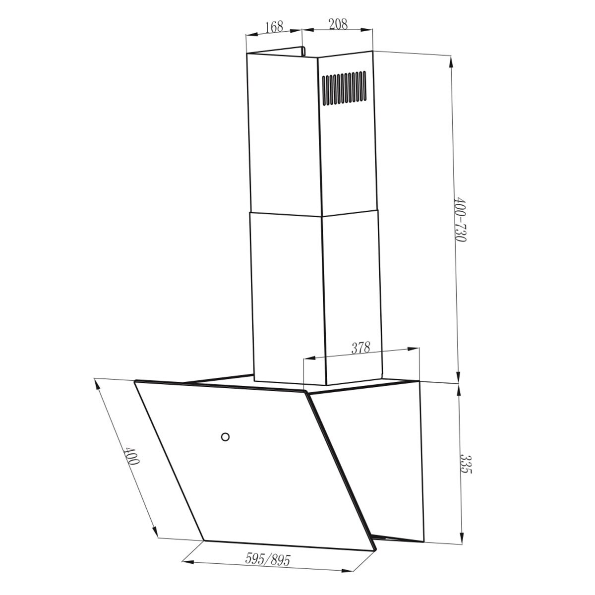 Campana decorativa Mepamsa aspiración perimetral - Cuadro 60 Cristal Blanco Cristal blanco-2