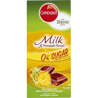 Canderel Chocolate de Leite com Stevia e Sabor a Ananás embalagem 100 g