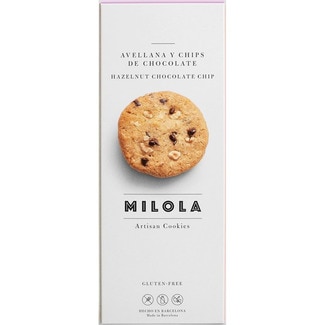 galletas artesanas de avellanas y chips de chocolate Sin Gluten envase 140 g - Milola