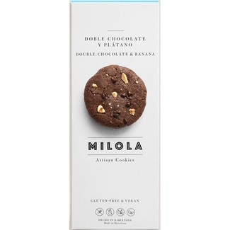 galletas artesanas doble chocolate y plátano Sin Gluten envase 140 g - Milola