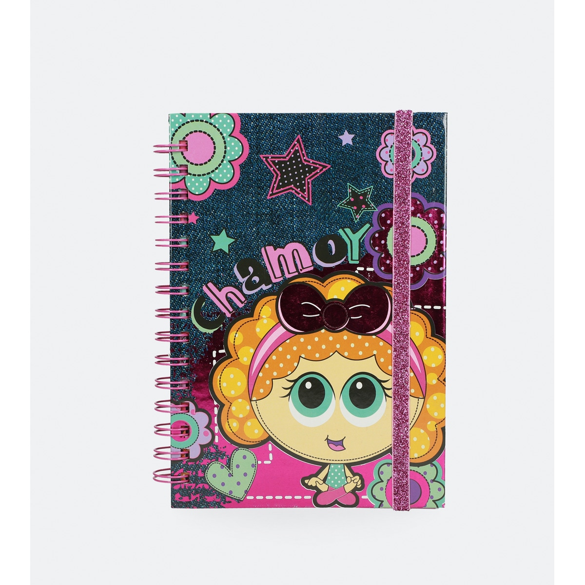 Bloco A5 com autocolantes Chamoy Distroller azul e fúcsia Azul-2