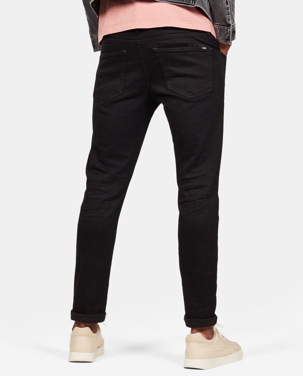 Jeans 3301 slim pretas de homem Preto-2