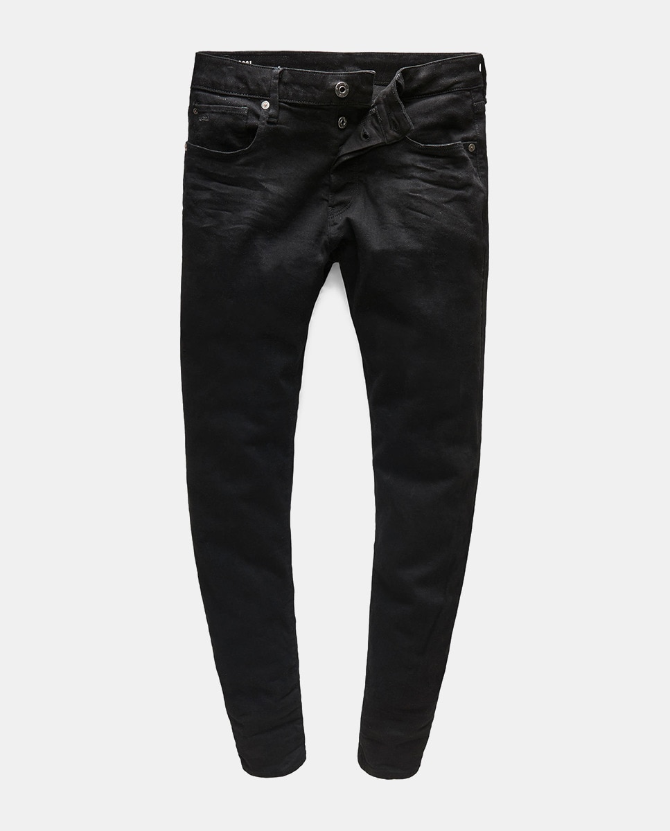 Jeans 3301 slim pretas de homem Preto-5