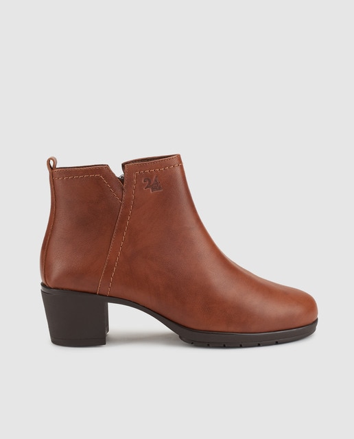 Imagen 0 de Botines de mujer 24HRS de piel lisa en color marrón