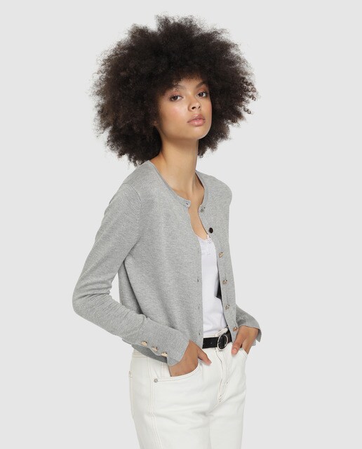 chaqueta punto gris corta mujer chaqueta punto gris corta mujer