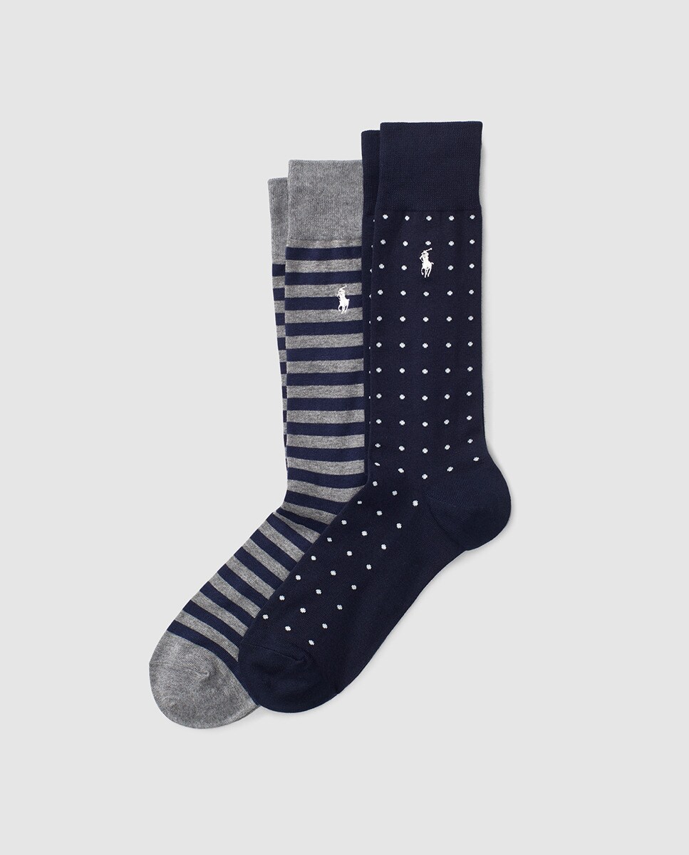 Étui de deux paires de chaussettes basses à motif et rayures