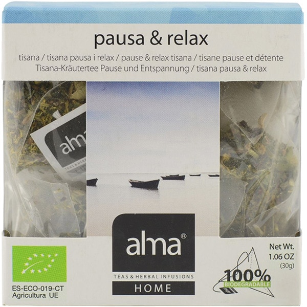 tisana pausa y relax ecológica caja 15 bolsitas biodegradables