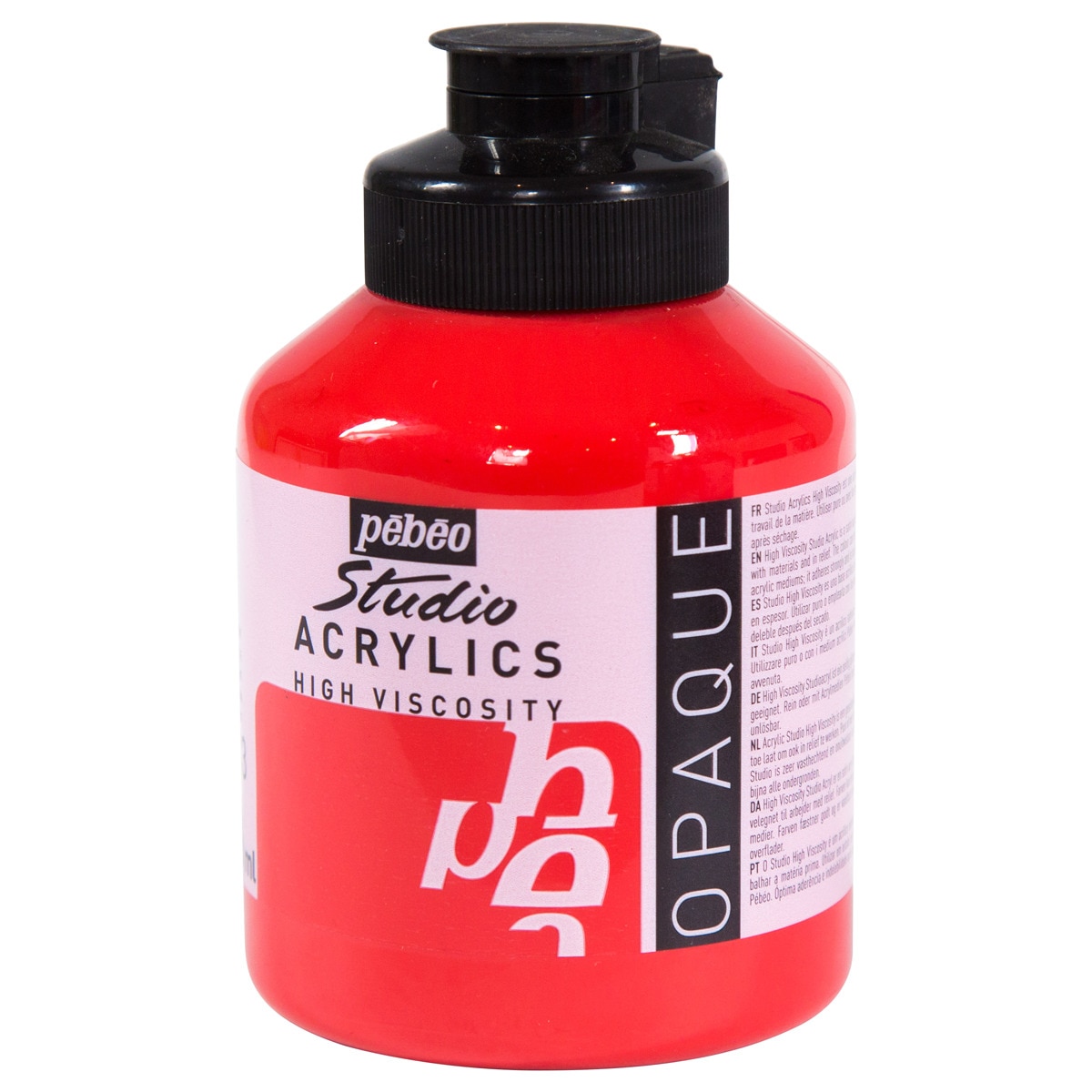 Frasco Acrílico Fino Studio Acrylics 500 ml - Vermelho Cádmio Imitação Vermelho-1