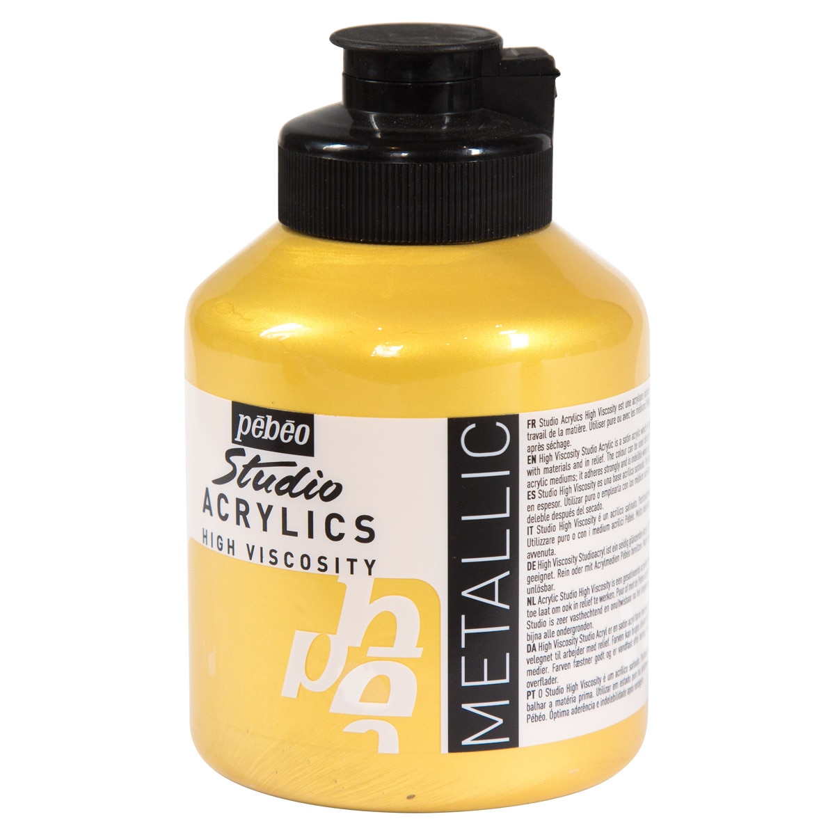 Bote Acrílico Fino Studio Acrylics 500ml Pebeo Plata Plata-1