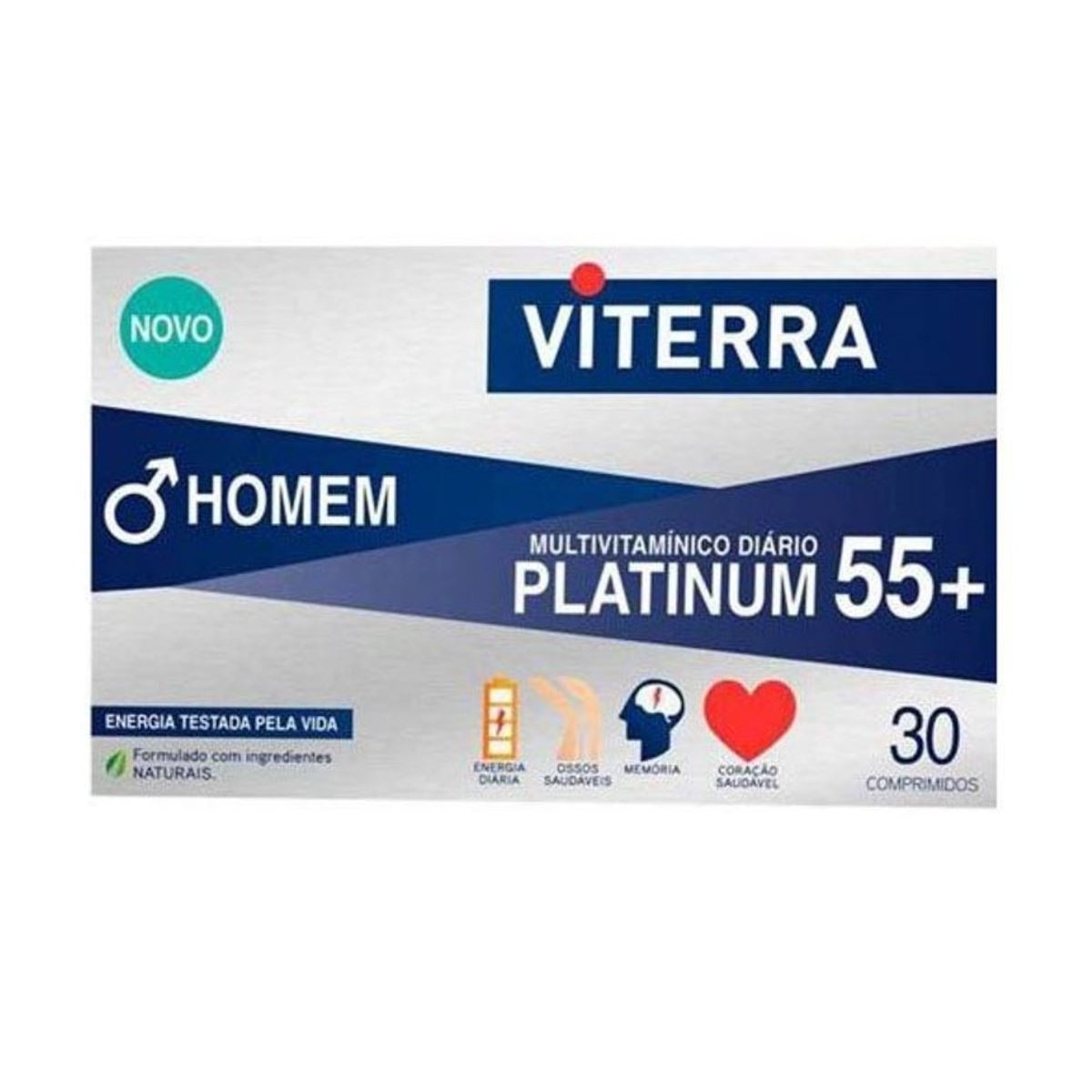 Imagem 0 de Suplemento Alimentar Multivitamínico Platinum 55+ Homem 30 Comp. Viterra