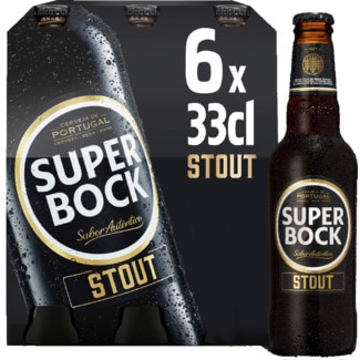 Cerveja Stout Nacional Preta Pack 6 unidades garrafa 33 cl - Super Bock