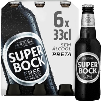 Cerveja sem Álcool Preta Pack 6 garrafa 33 cl - Super Bock