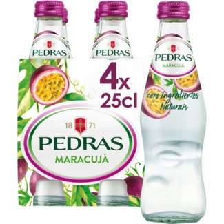 Água com Gás Sabor a Maracujá Pack 4 garrafa 25 cl - Pedras