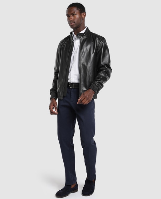 Cazadora biker de hombre negra de piel de napa · Emidio Tucci · El Corte  Inglés