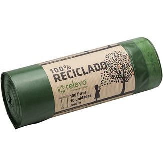 bolsas de basura 100% reciclado para jardín 100 litros rollo 10 unidades - Relevo