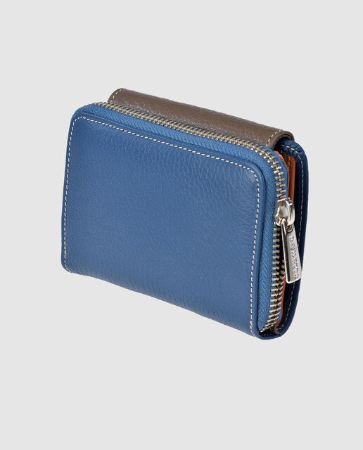 Cartera pequeña de mujer Davilleto de piel en azul con doble compartimento  · Daviletto · El Corte Inglés
