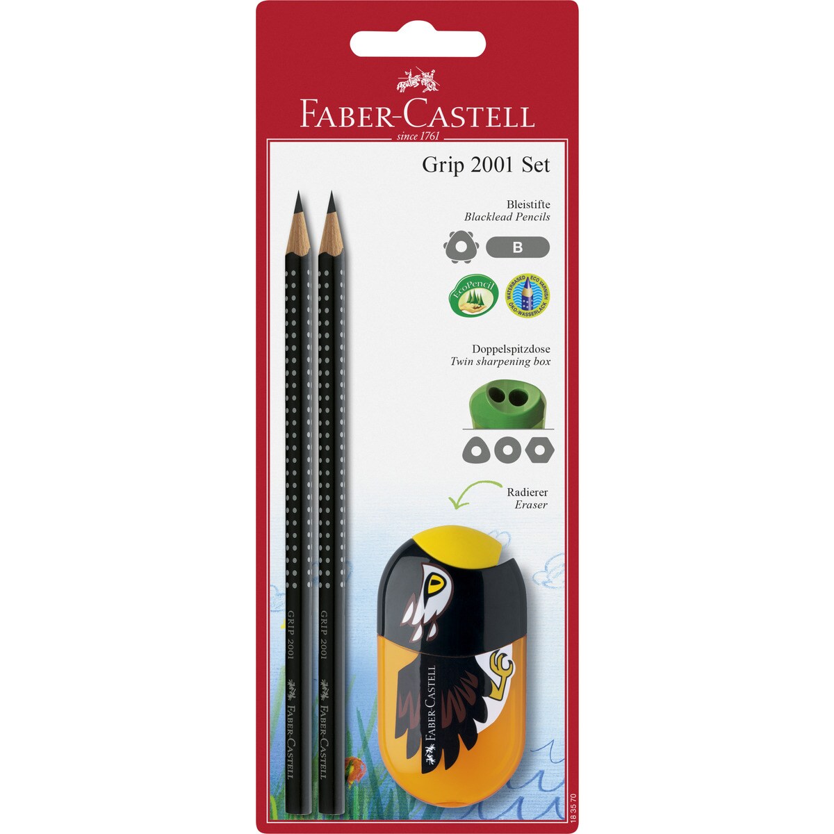 2 Lápis Grip 2001 + Afia Duplo Faber-Castell - Sortido 1