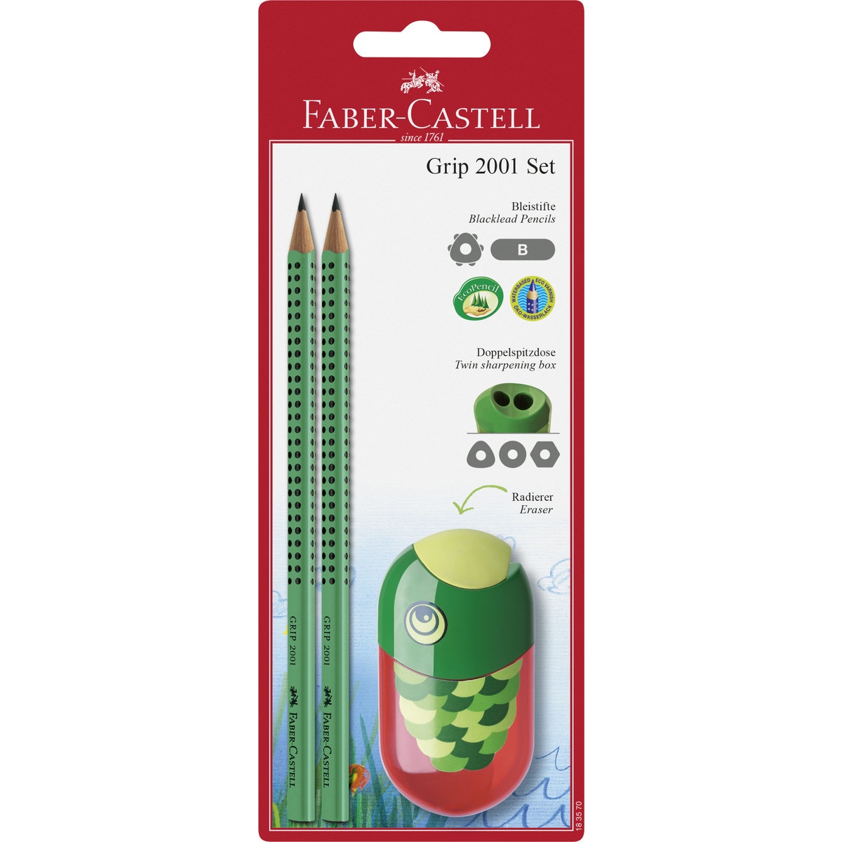 2 Lápis Grip 2001 + Afia Duplo Faber-Castell - Sortido 3