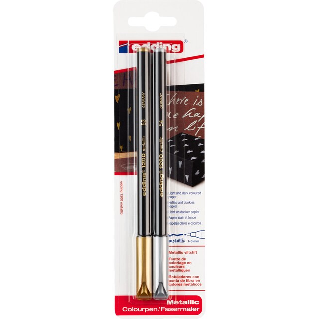 Imagen 0 de Blíster 2 Rotuladores Edding 1200 Metallic Oro y Plata