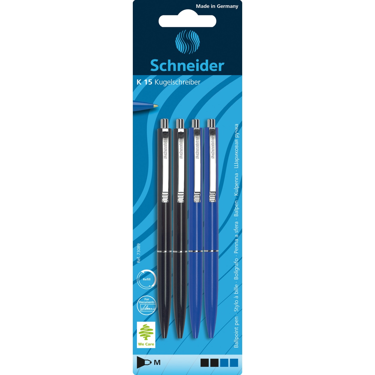 Imagem 0 de Conjunto de Canetas Preto/Azul 4 Unidades Ballpoint K15 Schneider