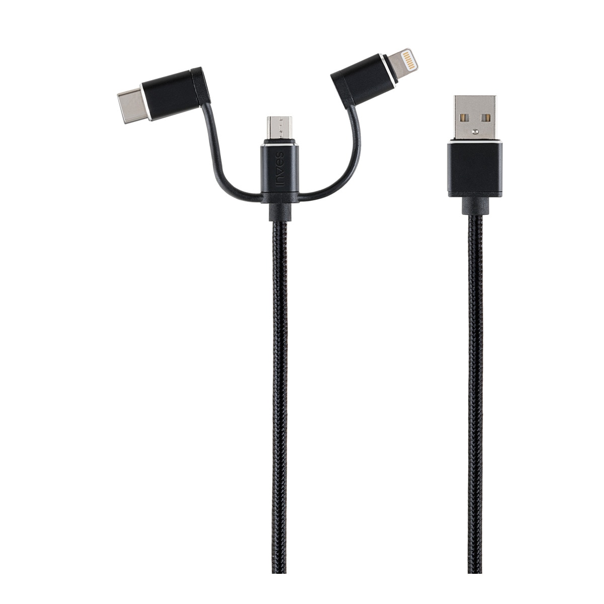 Inves - Cable USB 3 En 1 De 1 Metro Negro