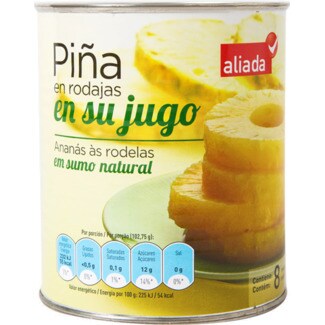 Aliada Ananás às Rodelas em Sumo Natural lata 490 g